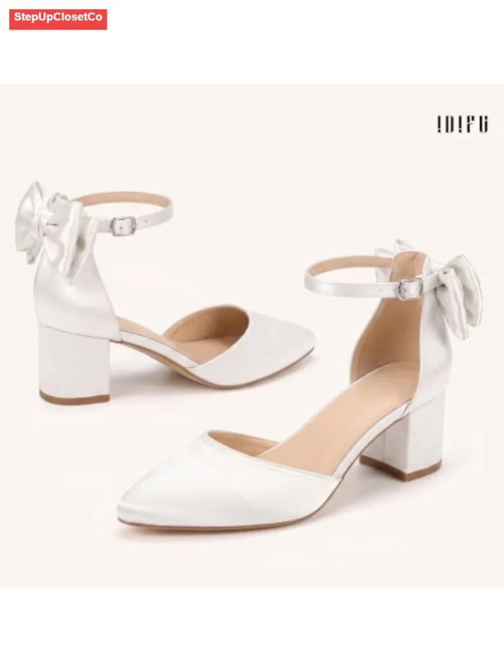 Pointed Toe Ankle Strap Block Heels Pumps for Women